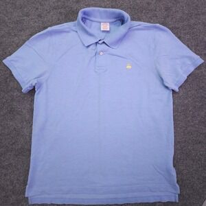 Brooks Brothers Men's Short Sleeve Blue Polo Shirt Logo Golf Active